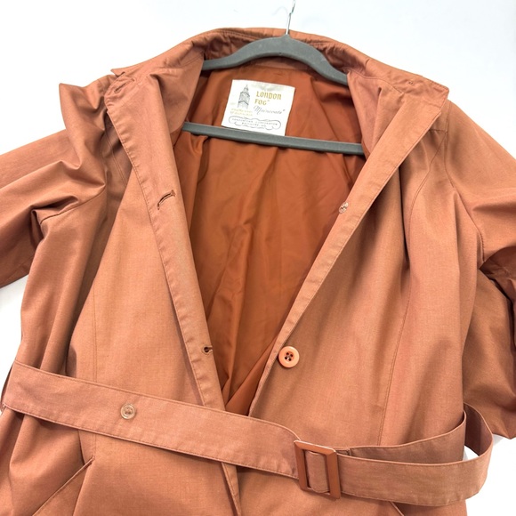 Vintage 80s London Fog Trench Coat Women’s Sz 12 Orange Fall Jacket Amish Style - Picture 9 of 12